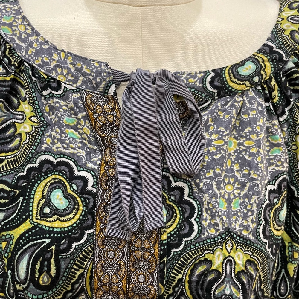 One World psychedelic abstract green and blue top / M / Excellent condit… - Picture 3 of 15